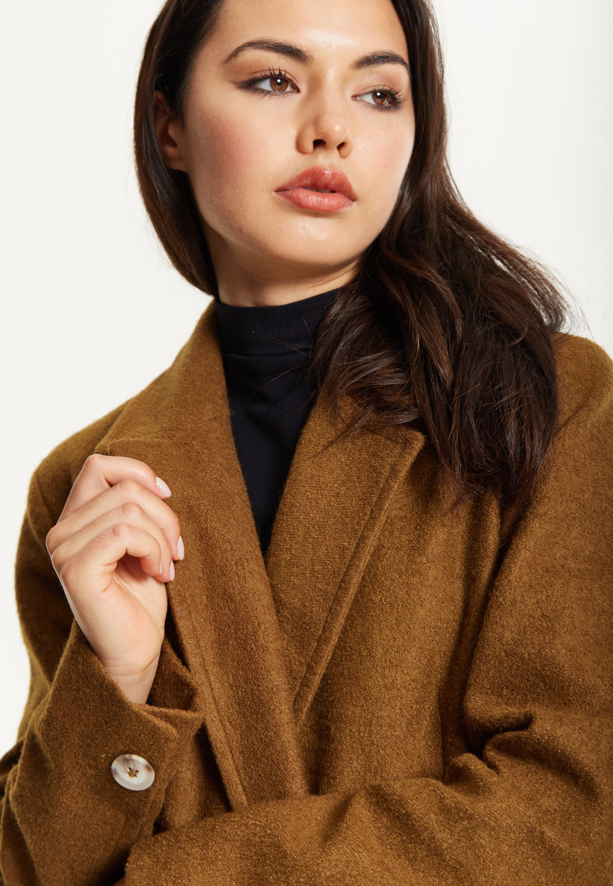 Camel Wool Blend Double Breasted Coat 25AW-21038