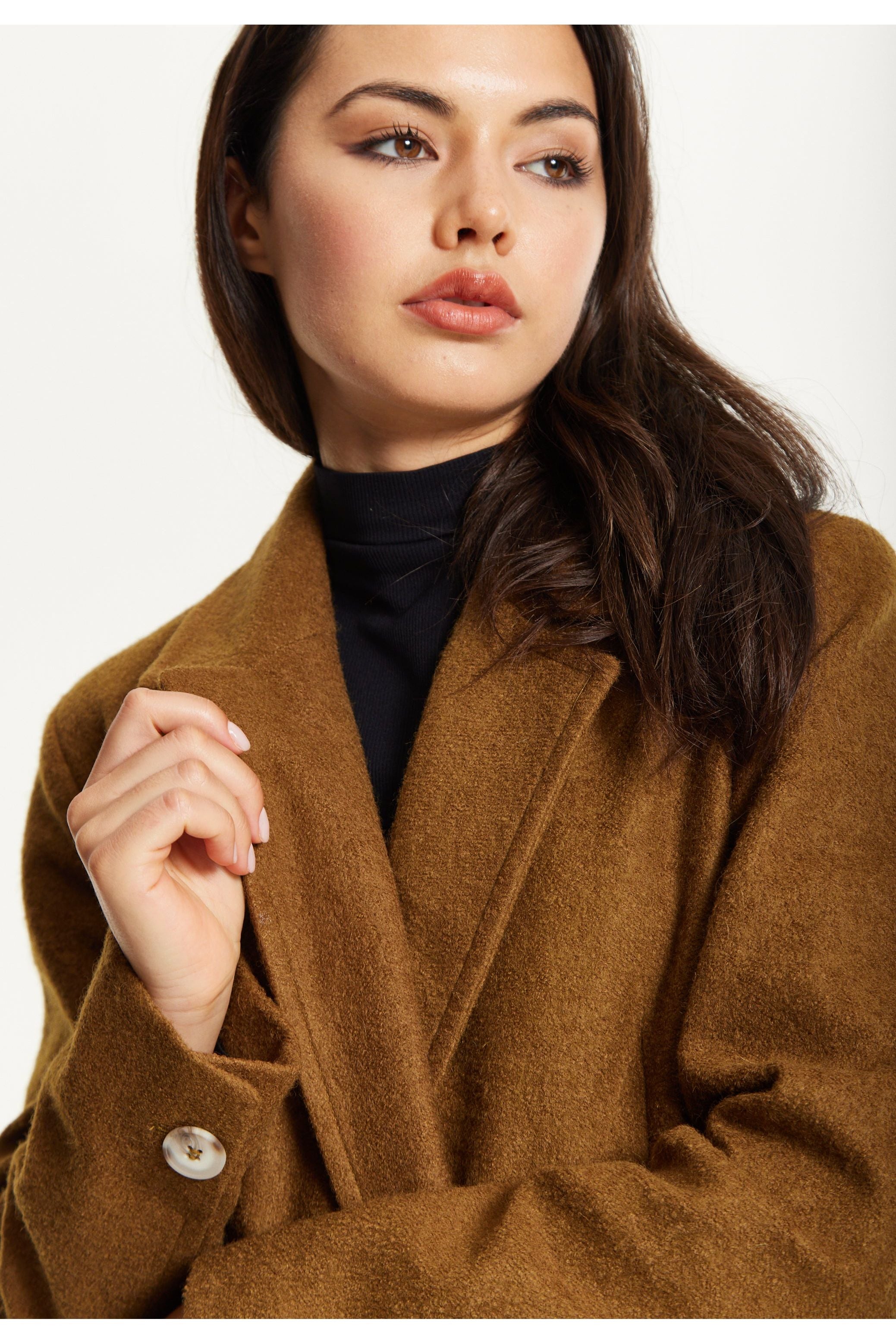 Camel Wool Blend Double Breasted Coat 25AW-21038