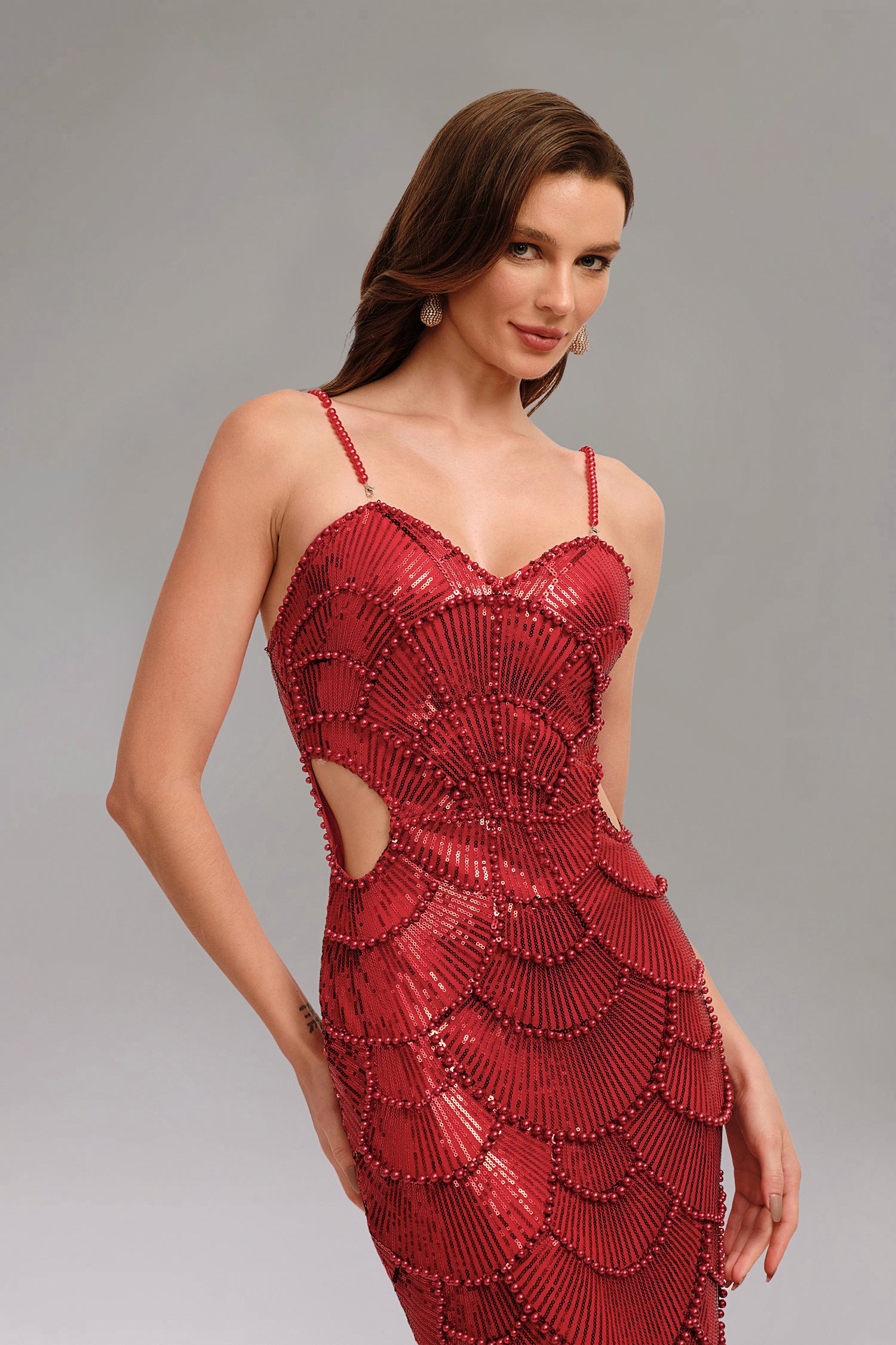 Teresa Pearl Sequin Midi Dress D230600452