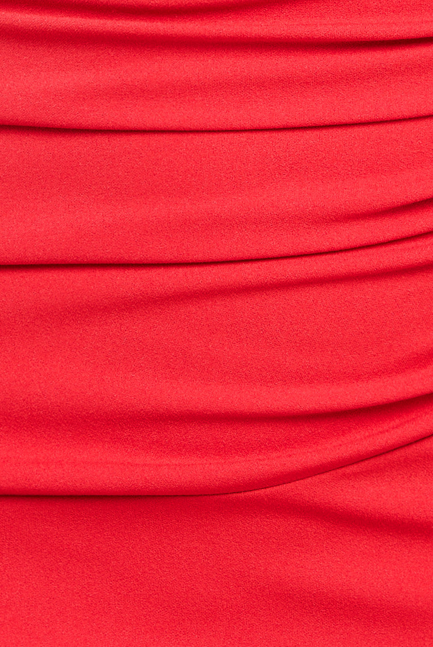 Off The Shoulder Frill Bodice Midi Dress - Red DR4255