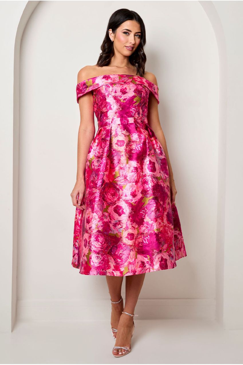 Bardot Twill Fit And Flare Dress In Pink MO2414PI