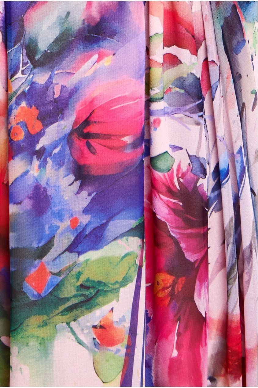 Maternity Floral Printed Chiffon Halter Maxi Dress - Blush Floral DR4299MAT