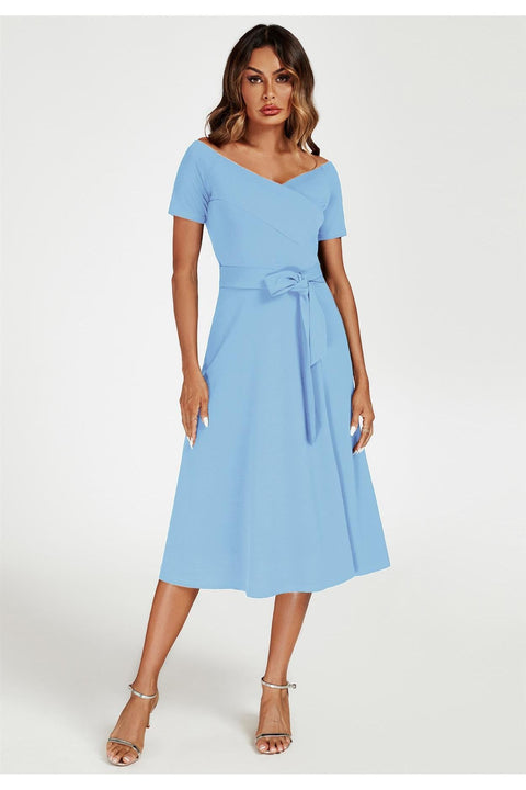 Bardot Midi Dress In Light Blue by FS Collection