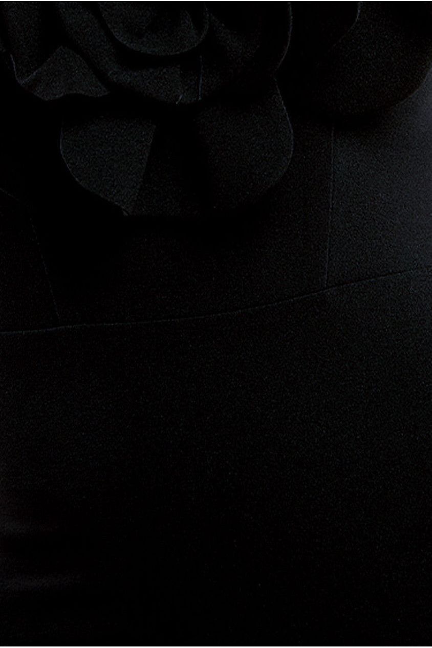 Scuba Crepe Bandeau Rose Maxi Dress - Black DR4243