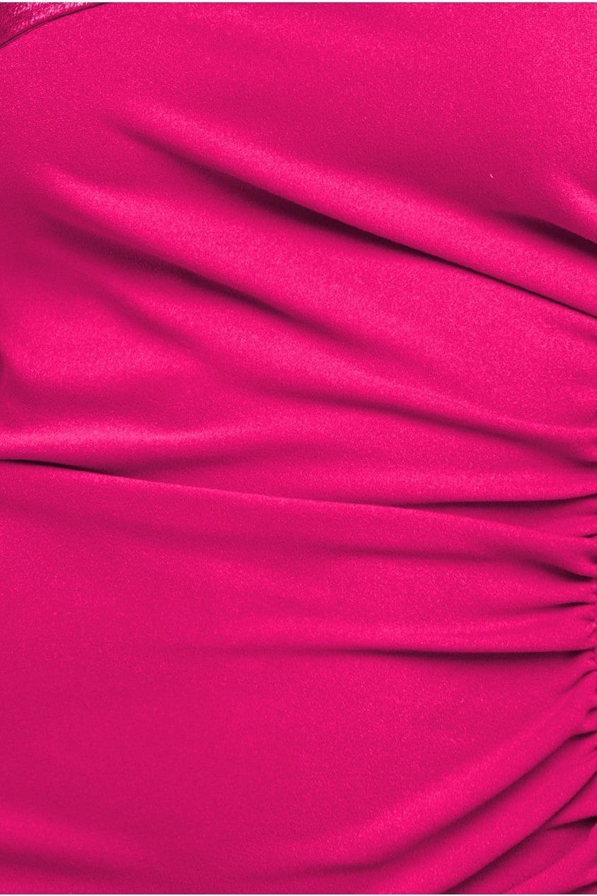 One Shoulder Satin Band Bodycon Midi Dress - Magenta DR3483