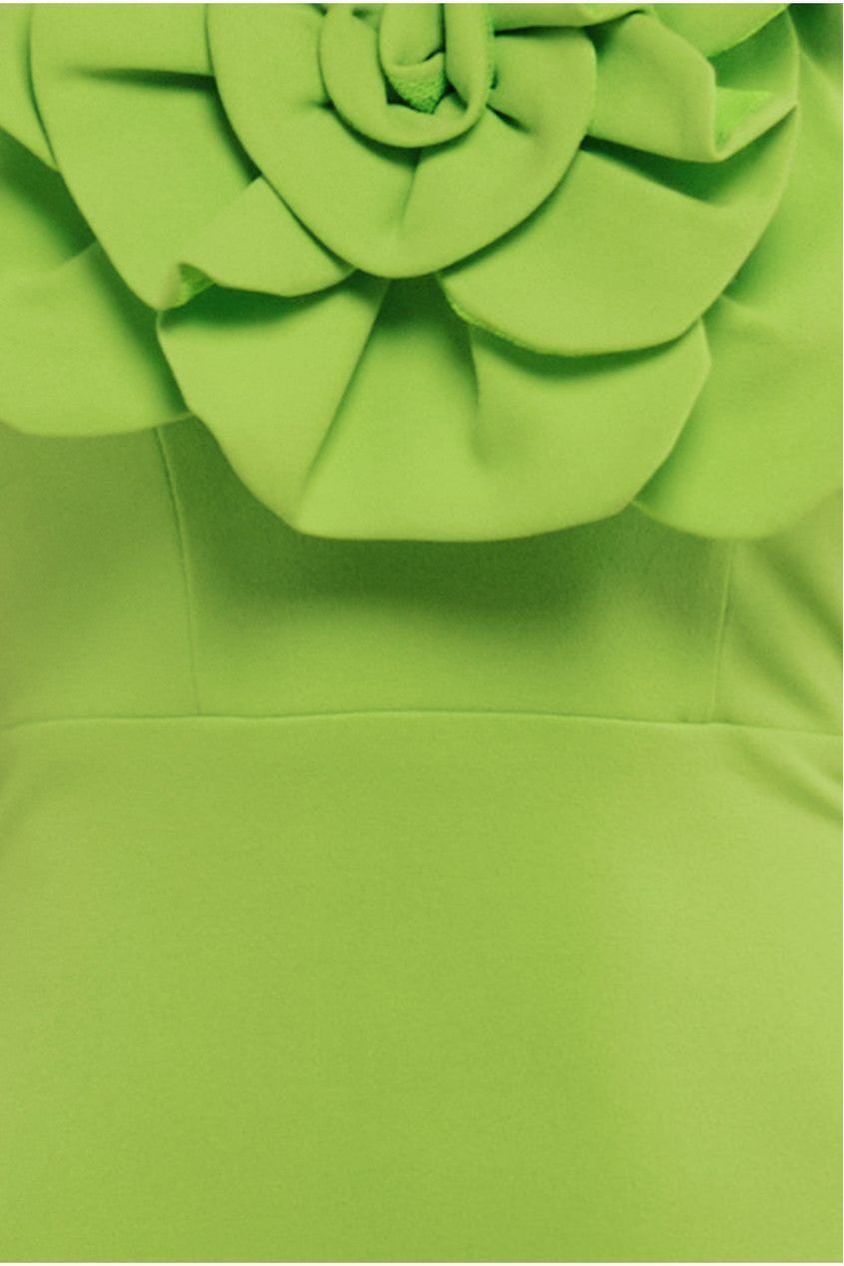 Scuba Crepe Bandeau Rose Maxi Dress - Lime Green DR4243