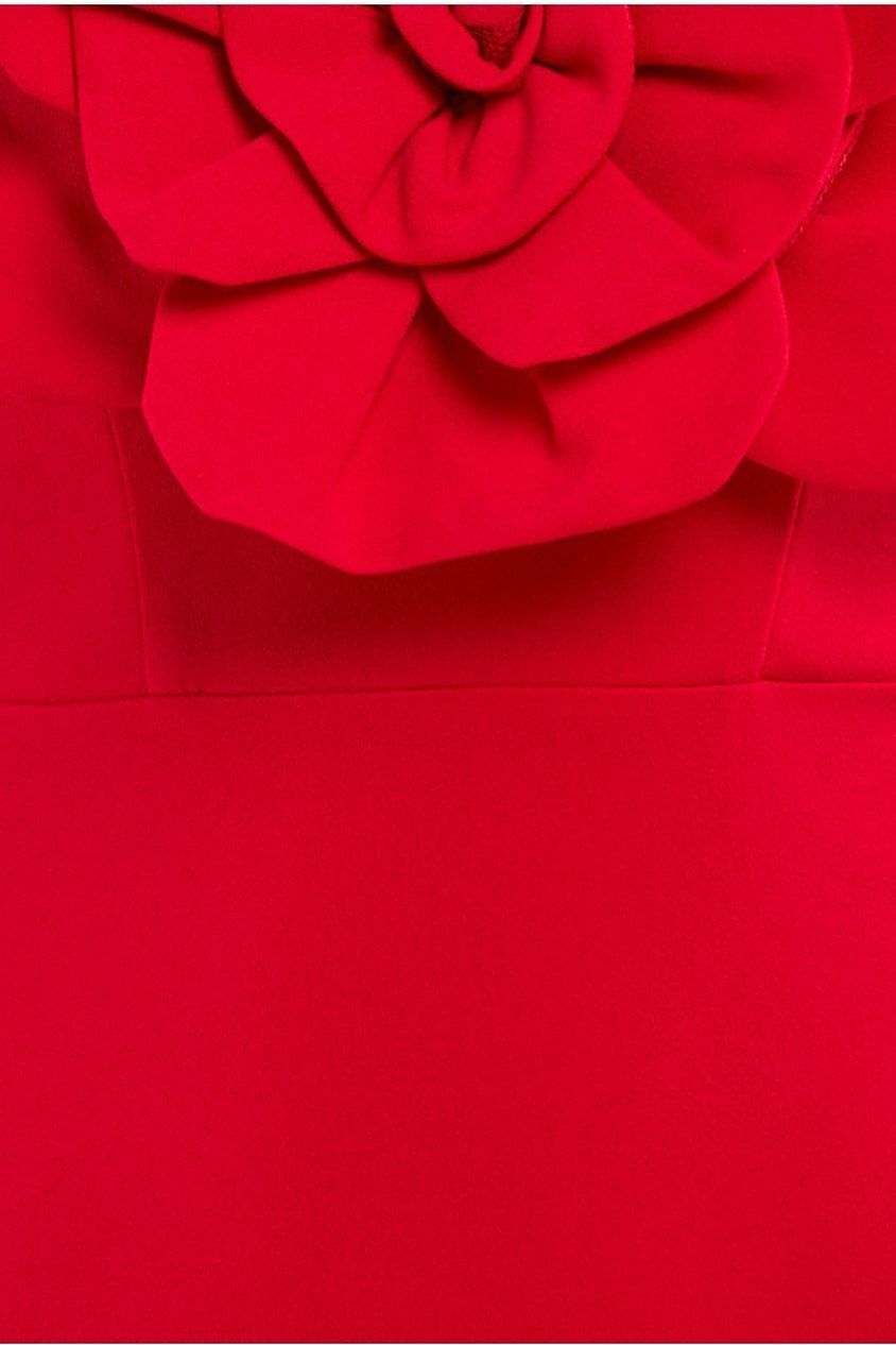 Scuba Crepe Bandeau Rose Maxi Dress - Red DR4243