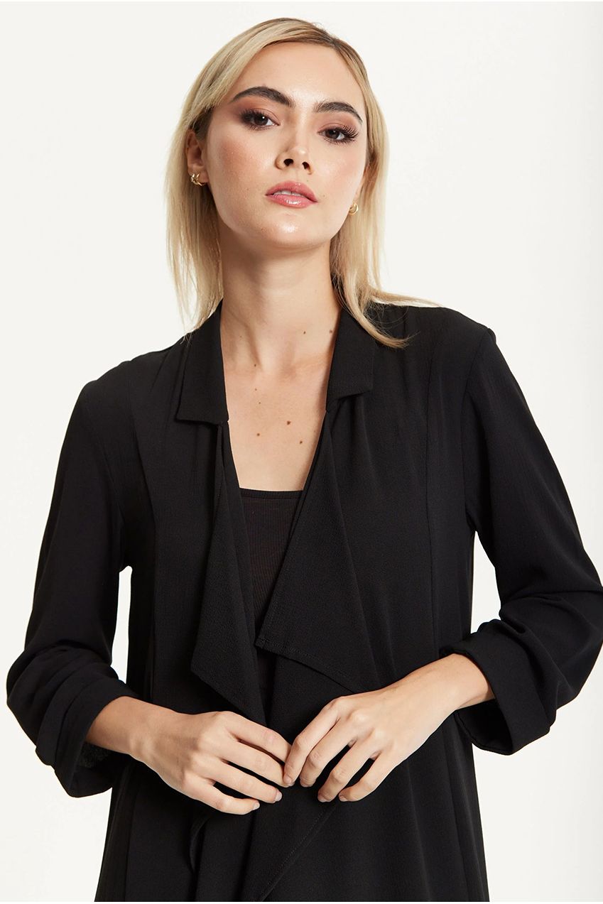 Black Waterfall Duster Coat 25AW-54001
