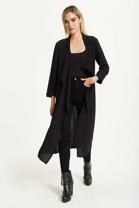 Black Waterfall Duster Coat by Liquorish