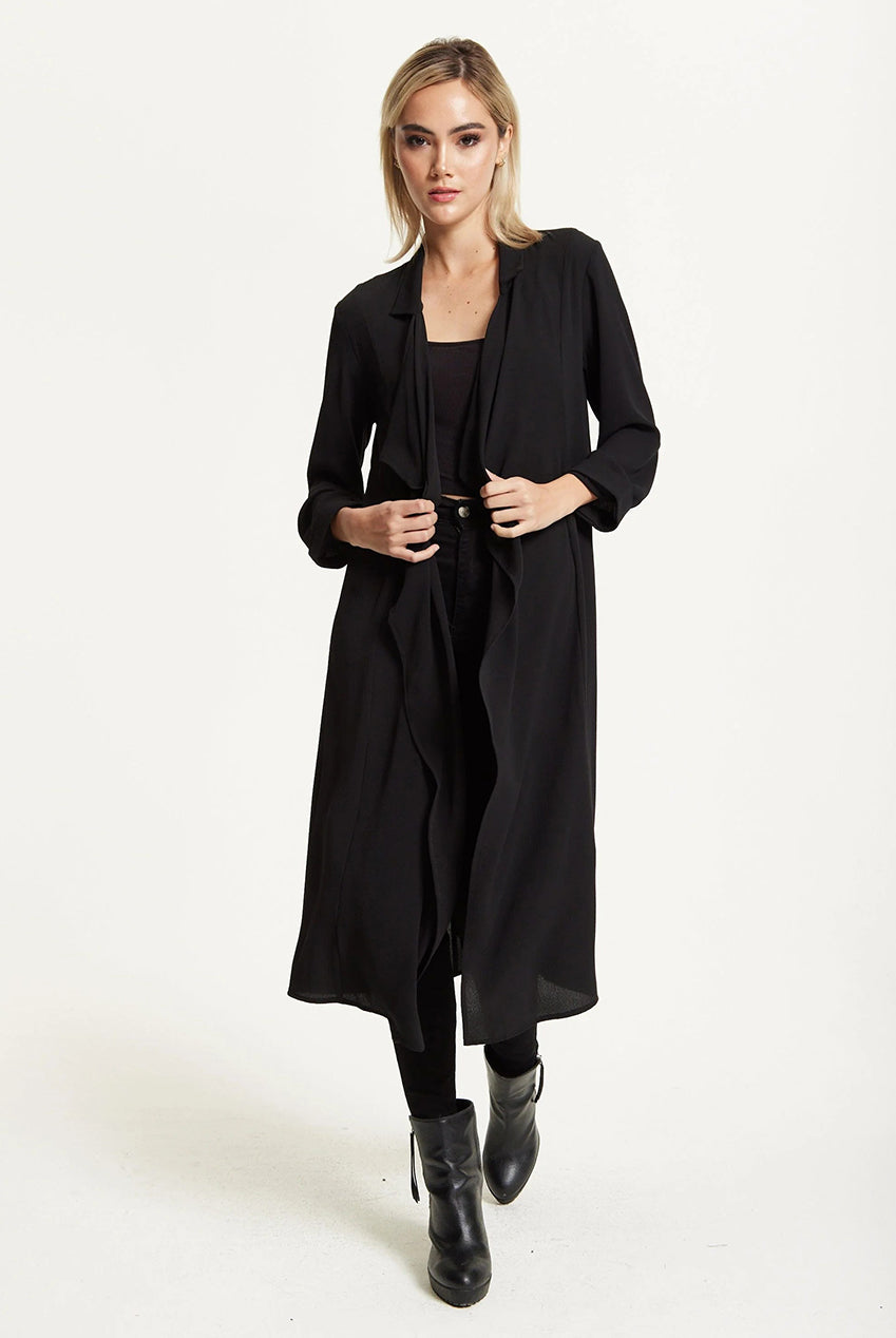 Black Waterfall Duster Coat 25AW-54001