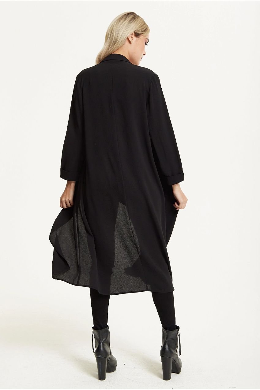 Black Waterfall Duster Coat 25AW-54001