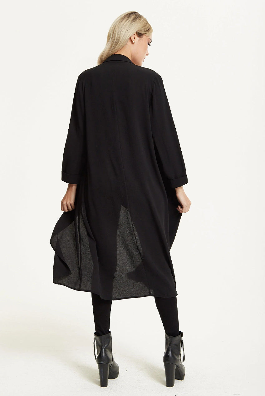 Black Waterfall Duster Coat 25AW-54001