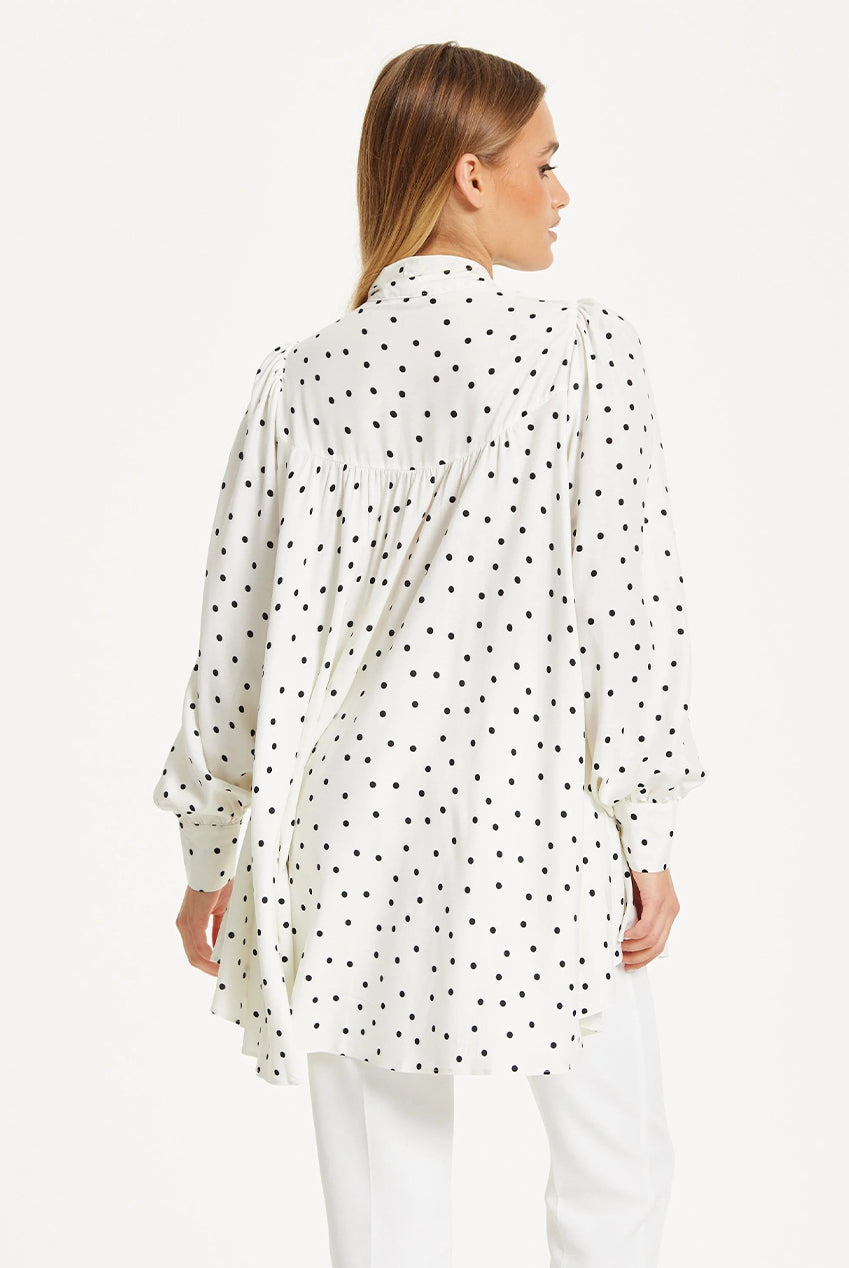 Polka Dot Ruffle High-Low Blouse 25SS8877002