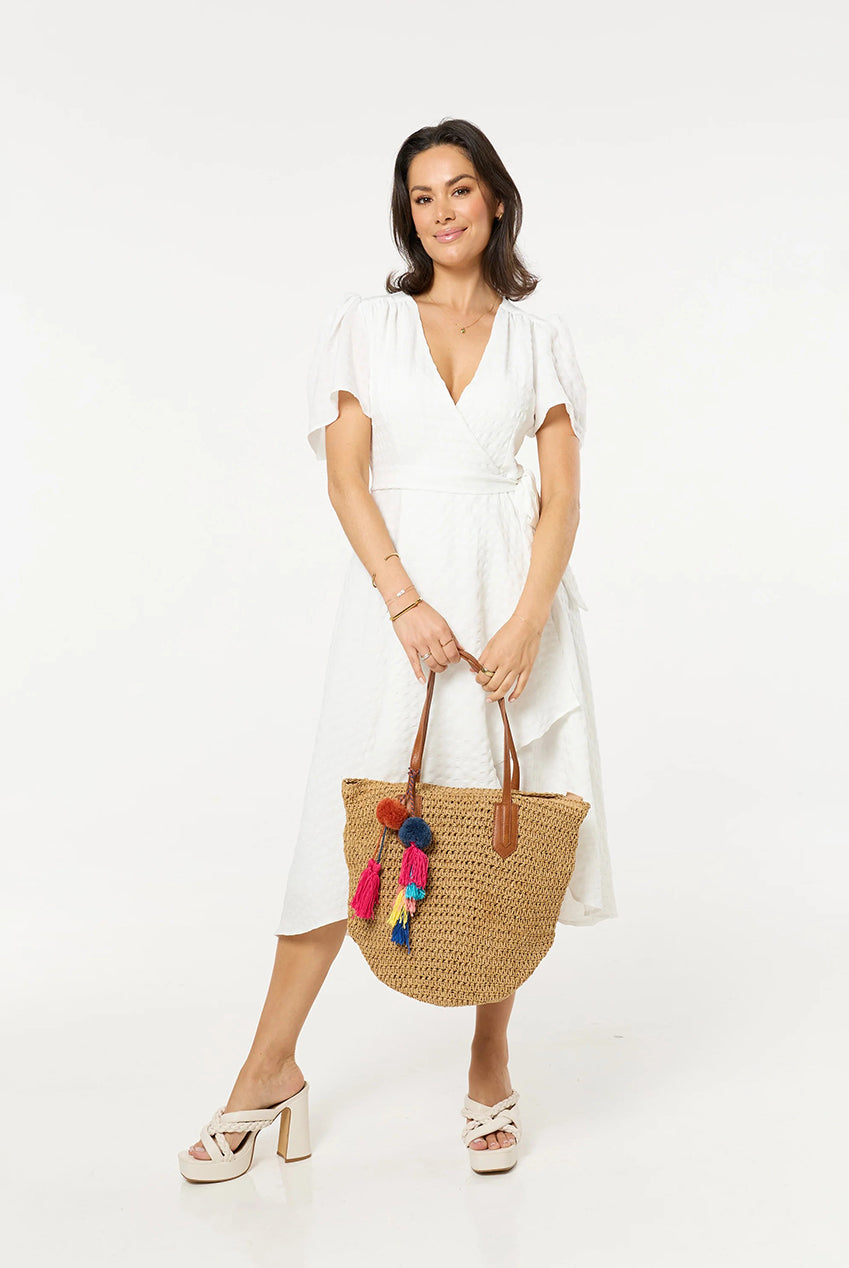 Pom Pom & Tassel Beach Tote Bag L221145B050