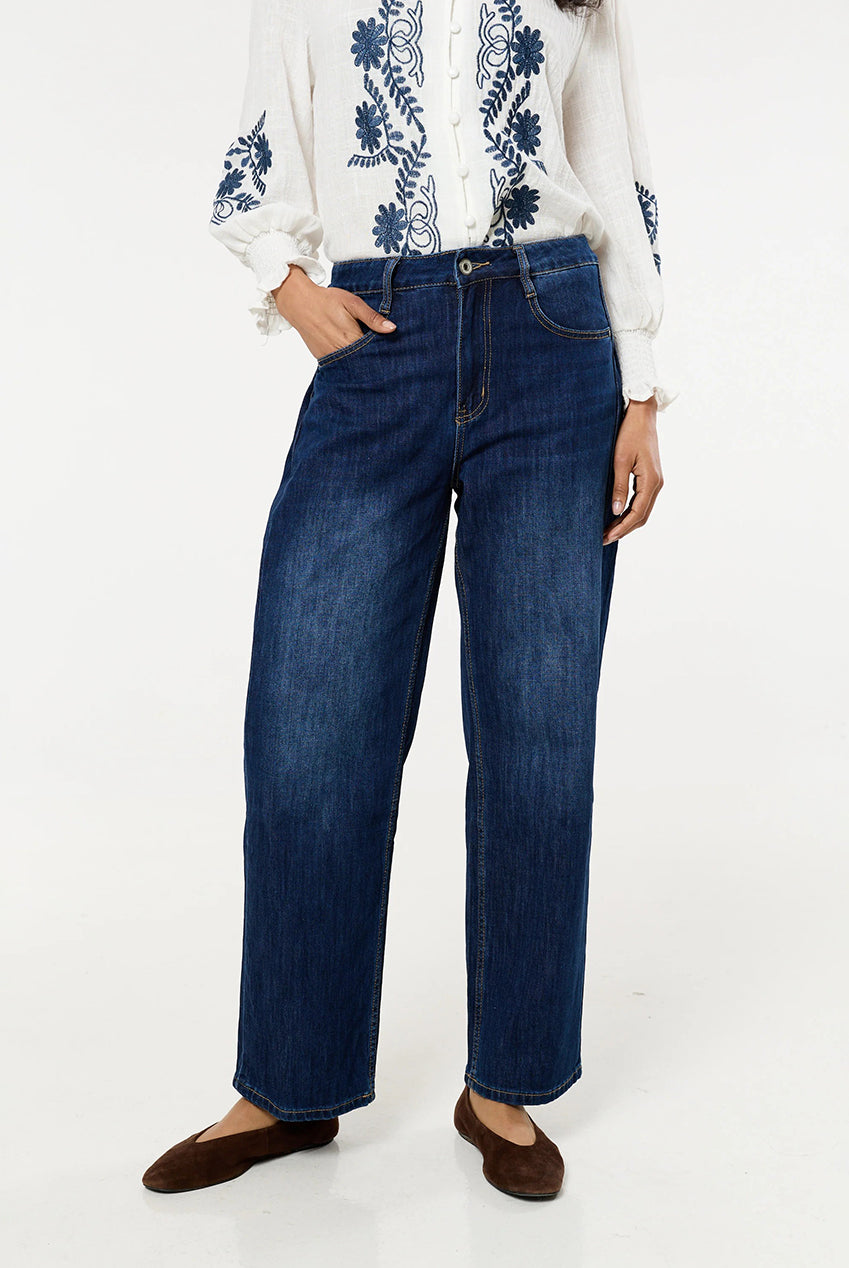 Dark Wash Wide Leg Denim Jeans LIQ1699009