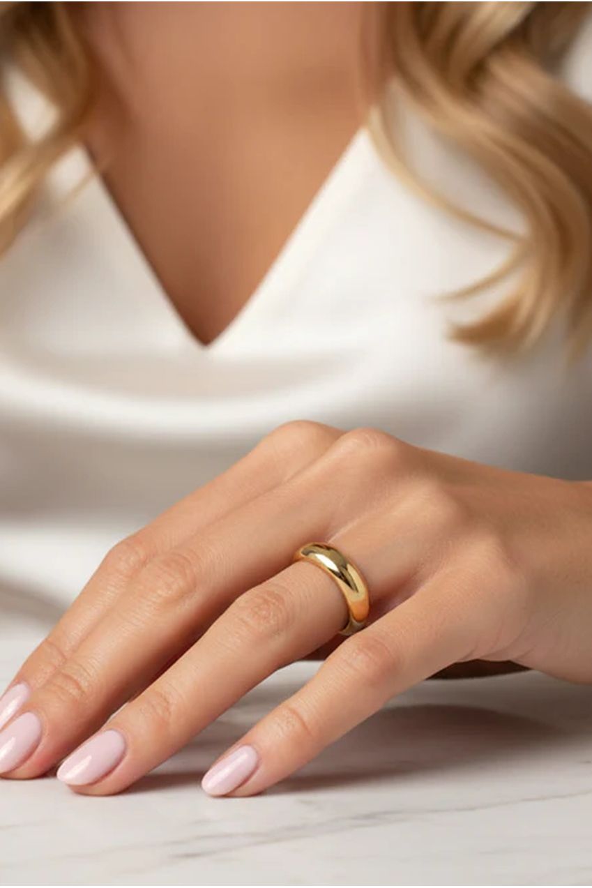 Gold Smooth Dome Ring - Medium Size 268