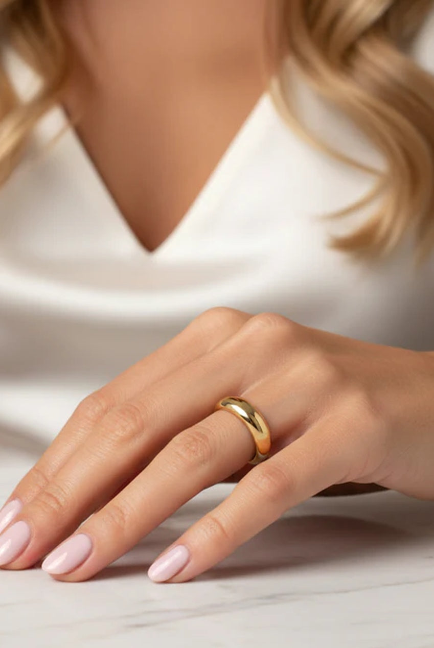 Gold Smooth Dome Ring - Medium Size 268
