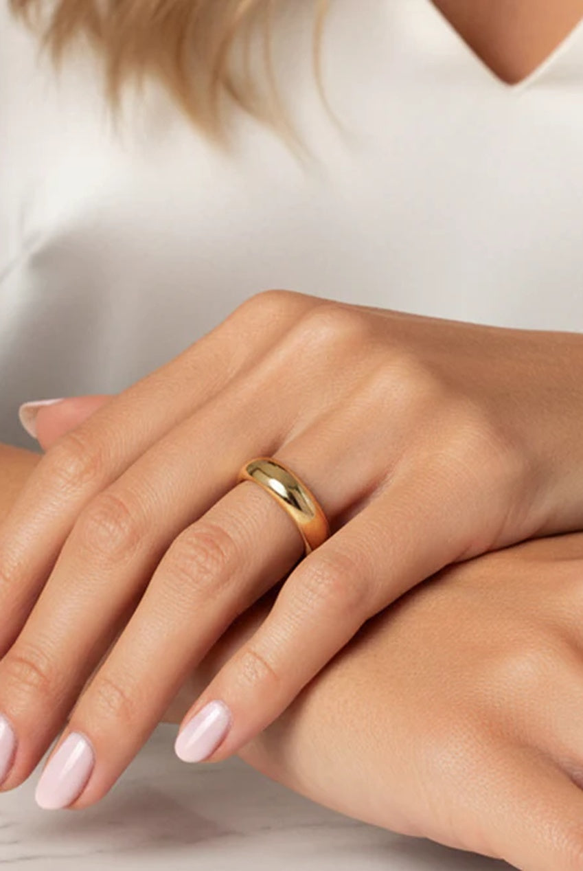 Gold Smooth Dome Ring - Medium Size 268