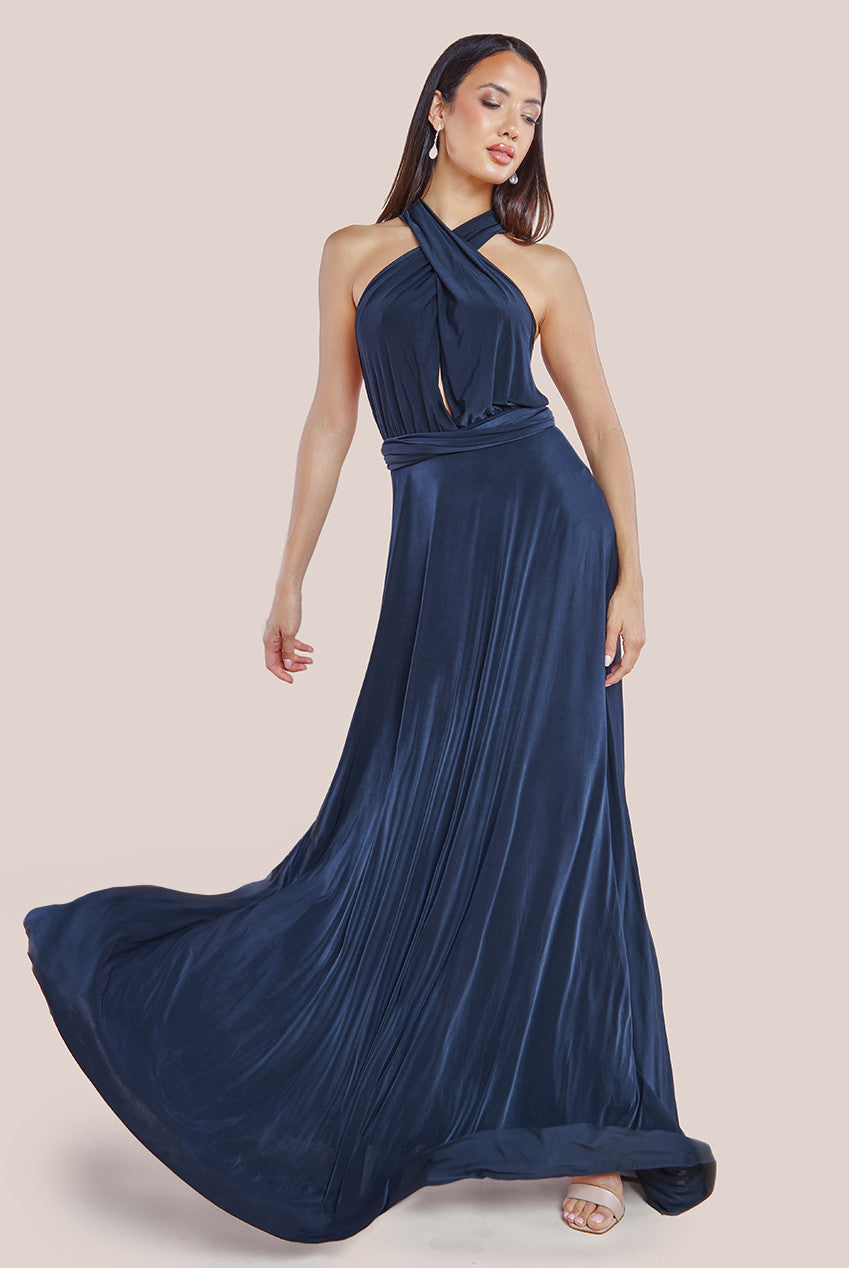 Multiway Tie-Up Maxi Dress - Navy DR1186B