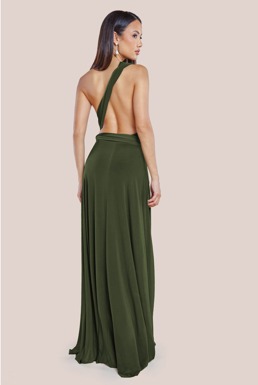 Multiway Tie-Up Maxi Dress - Olive DR1186BB