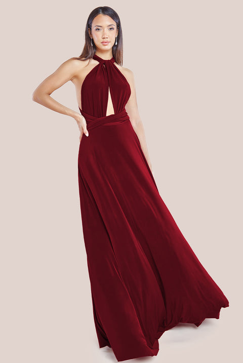 Multiway Tie-Up Maxi Dress - Berry by Goddiva