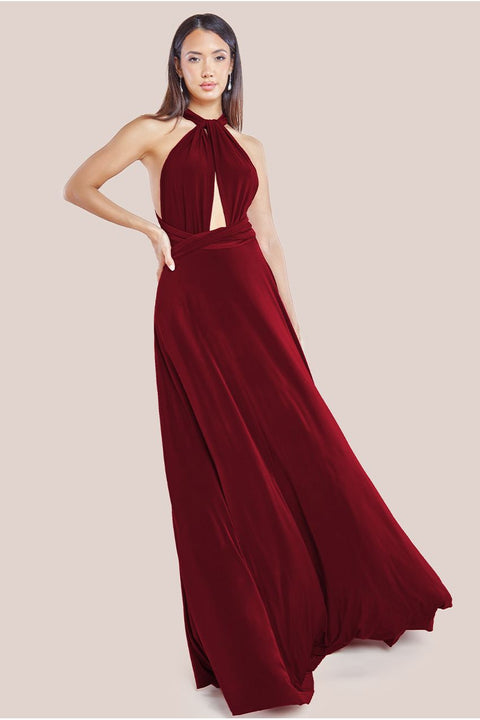 Multiway Tie-Up Maxi Dress - Berry by Goddiva