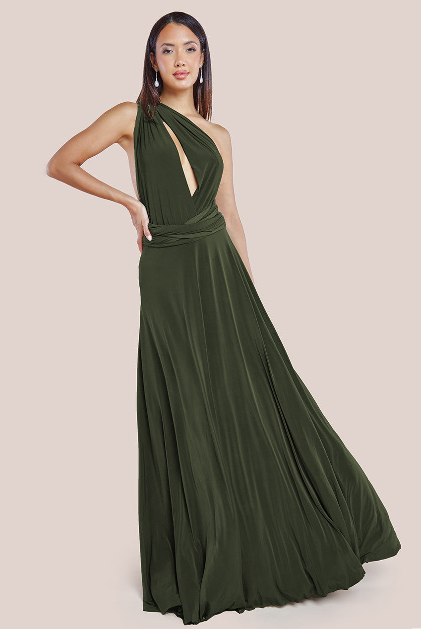 Multiway Tie-Up Maxi Dress - Olive DR1186BB