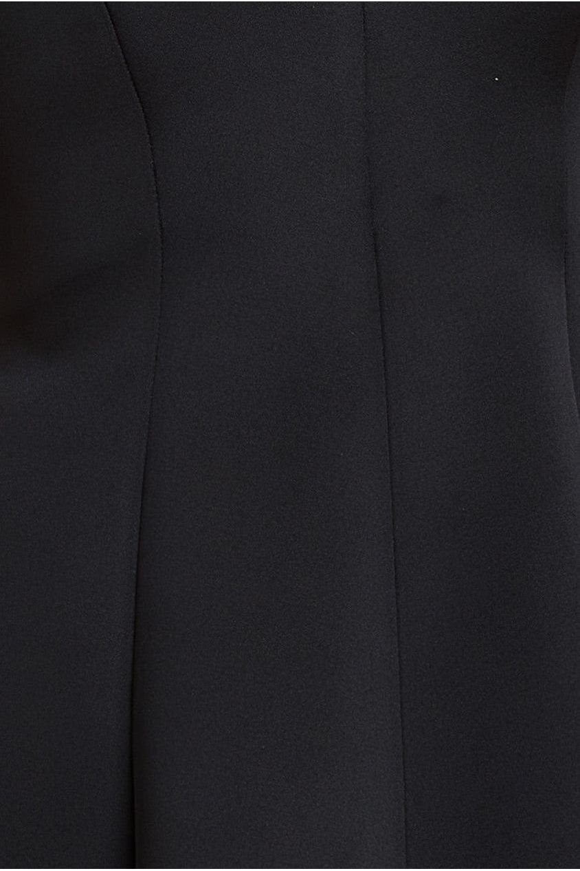 Cap Sleeve Plunging V-Neckline A-line Midi Dress - Black DR4540