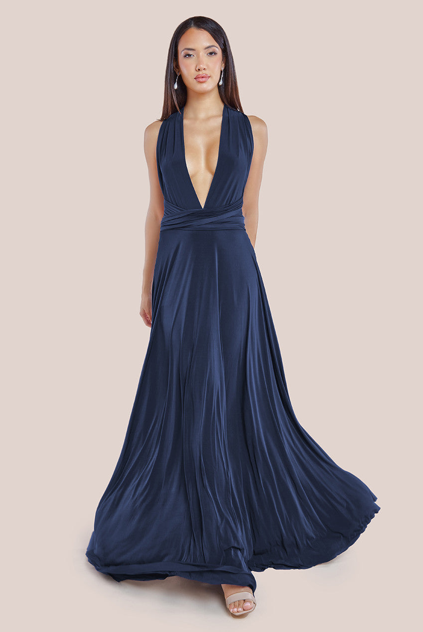Multiway Tie-Up Maxi Dress - Navy DR1186B