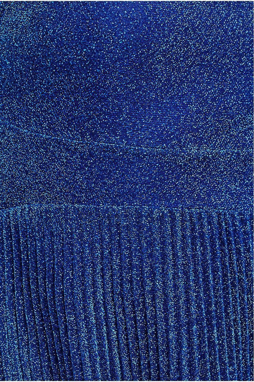 Tie Back Pleated Lurex Skater Midi Dress - Royal Blue DR4246