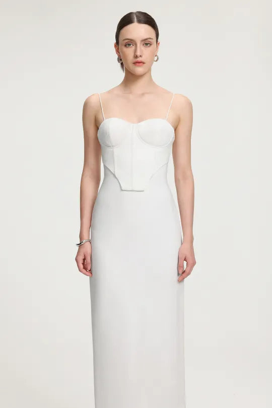 Corset Style Crepe Maxi Dress R2509DT041