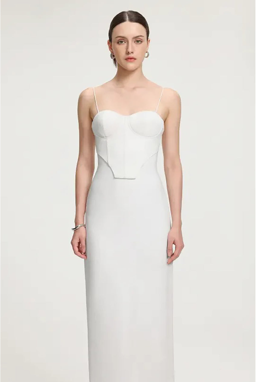 Corset Style Crepe Maxi Dress R2509DT041