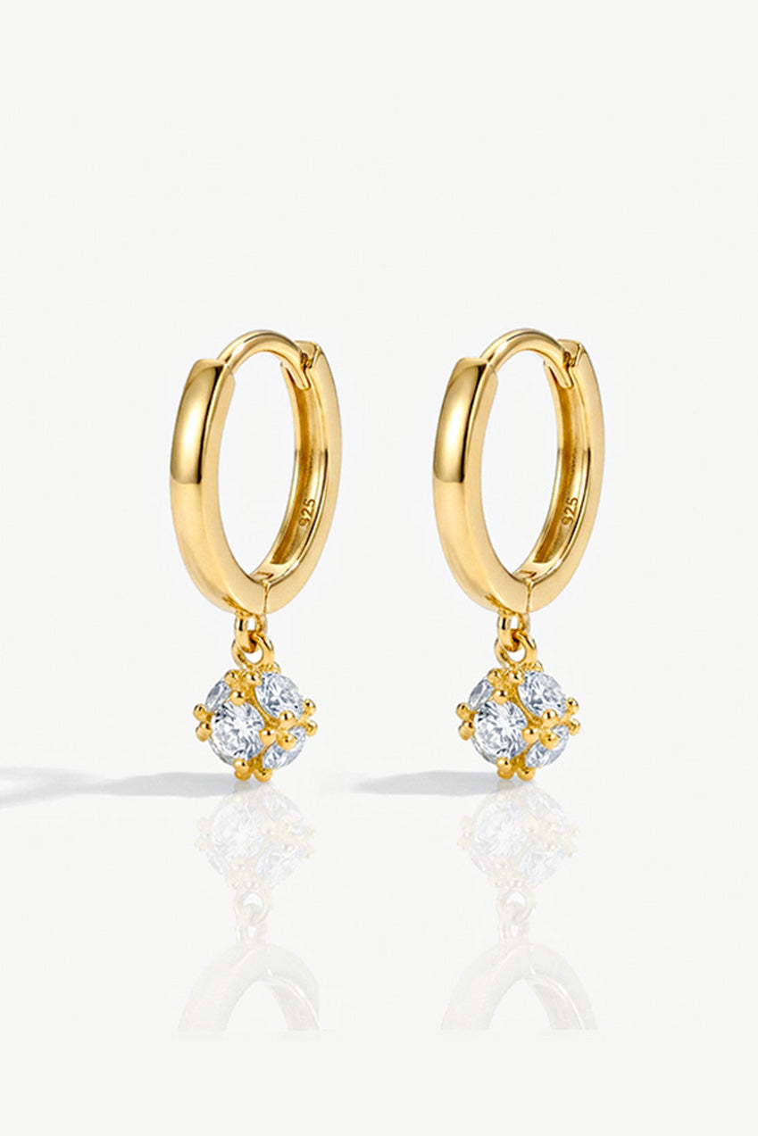 Dainty Huggie Hoop Earrings With Round Stone 563
