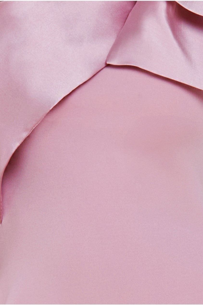 One Shoulder Satin Bow Scuba Crepe Maxi Dress - Blush DR4183