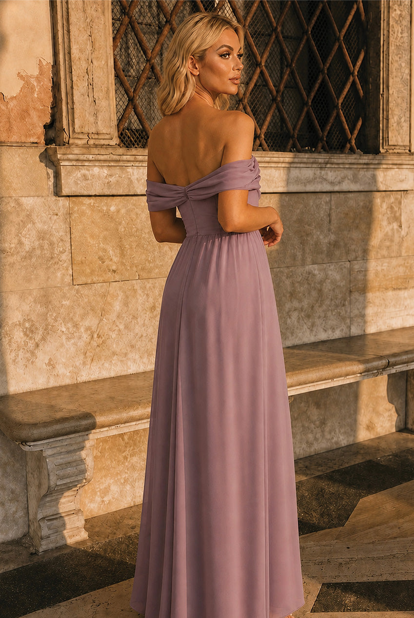 Bardot Off-Shoulder Maxi Dress In Mink 3181MI