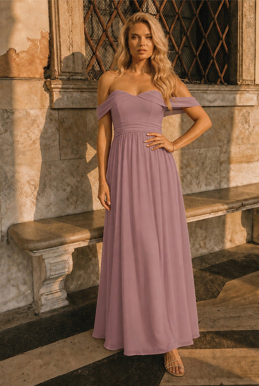 Bardot Off-Shoulder Maxi Dress In Mink 3181MI