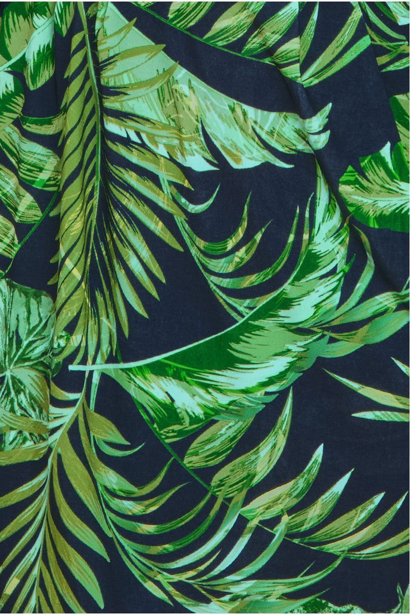 Tropical Print Midi With Batwing Sleeves - Green DR3662