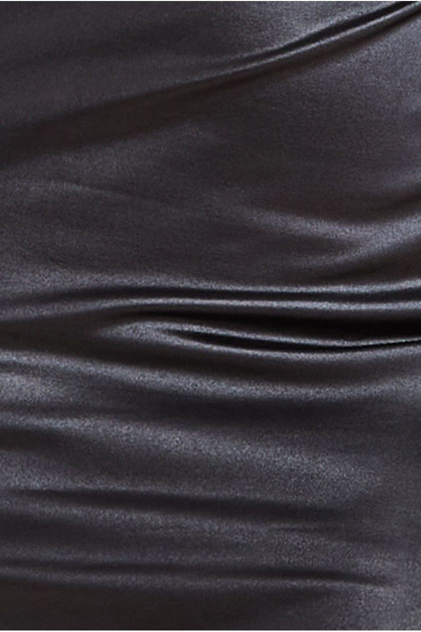 Faux Leather Cut Out Maxi Dress - Black DR3725