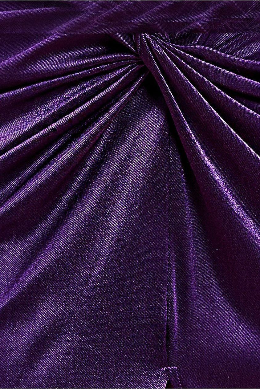 Satin Wrap Knotted Midi Dress - Purple DR3637