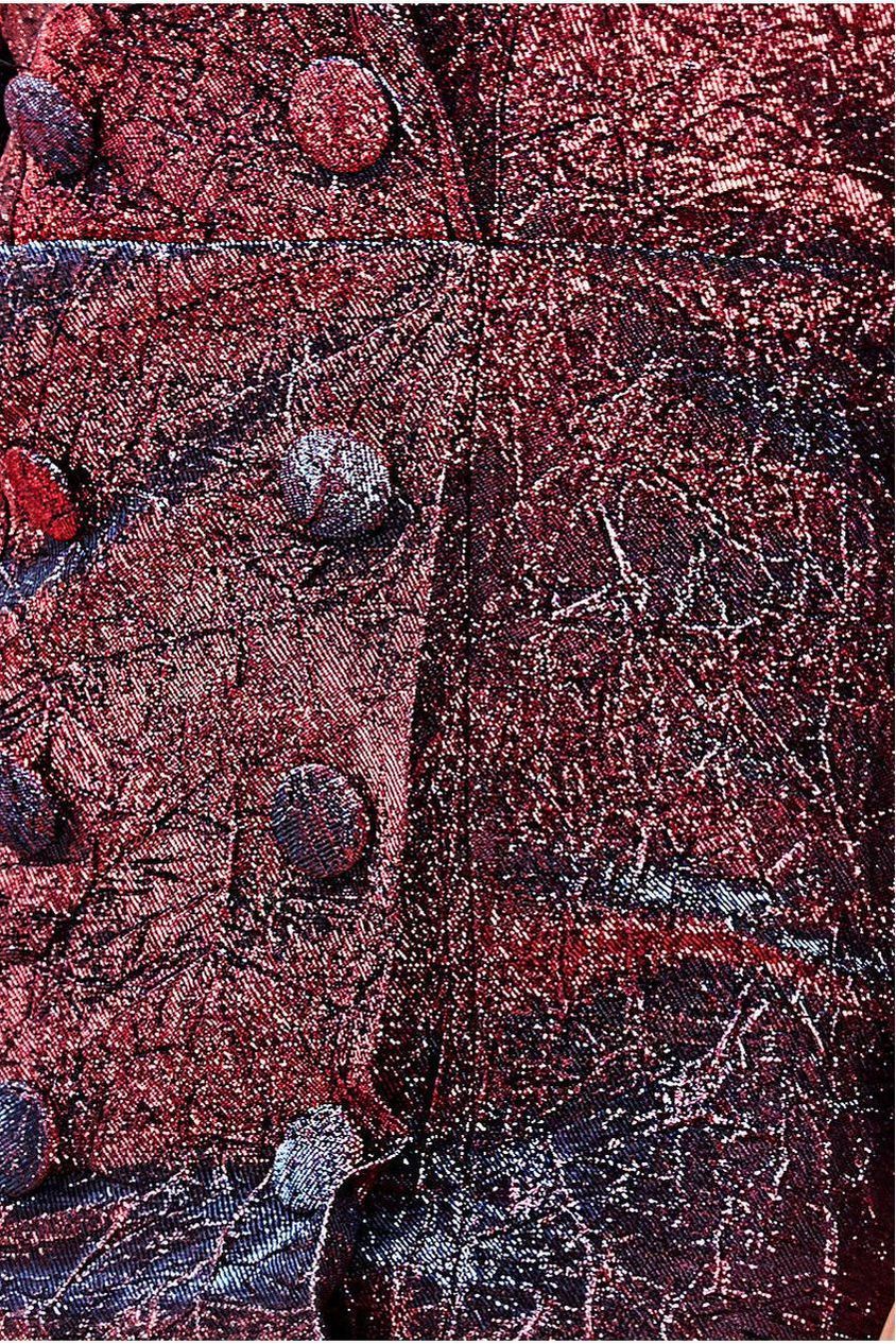 Iridescent Foil Print Blazer Mini Dress - Wine DR3669