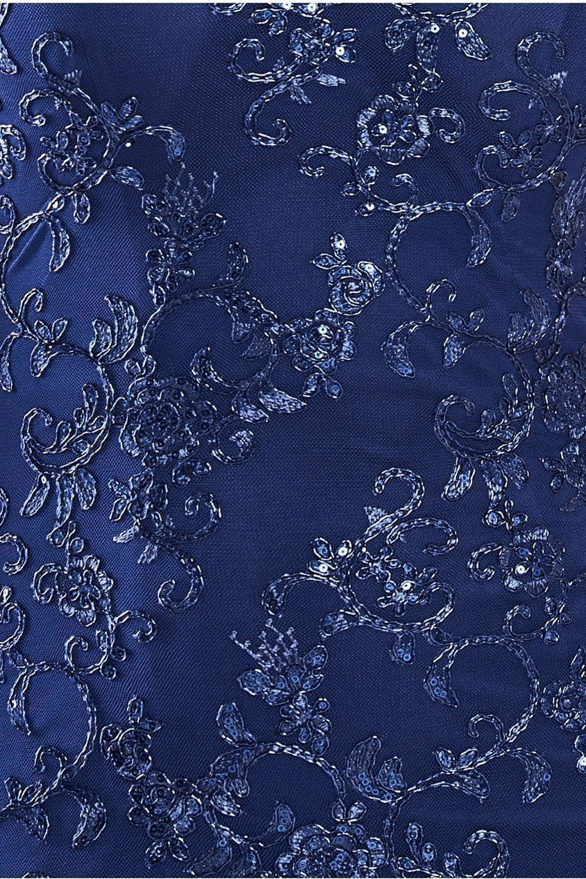 Lace Scallop Edge Mermaid Maxi Dress - Navy DR3890