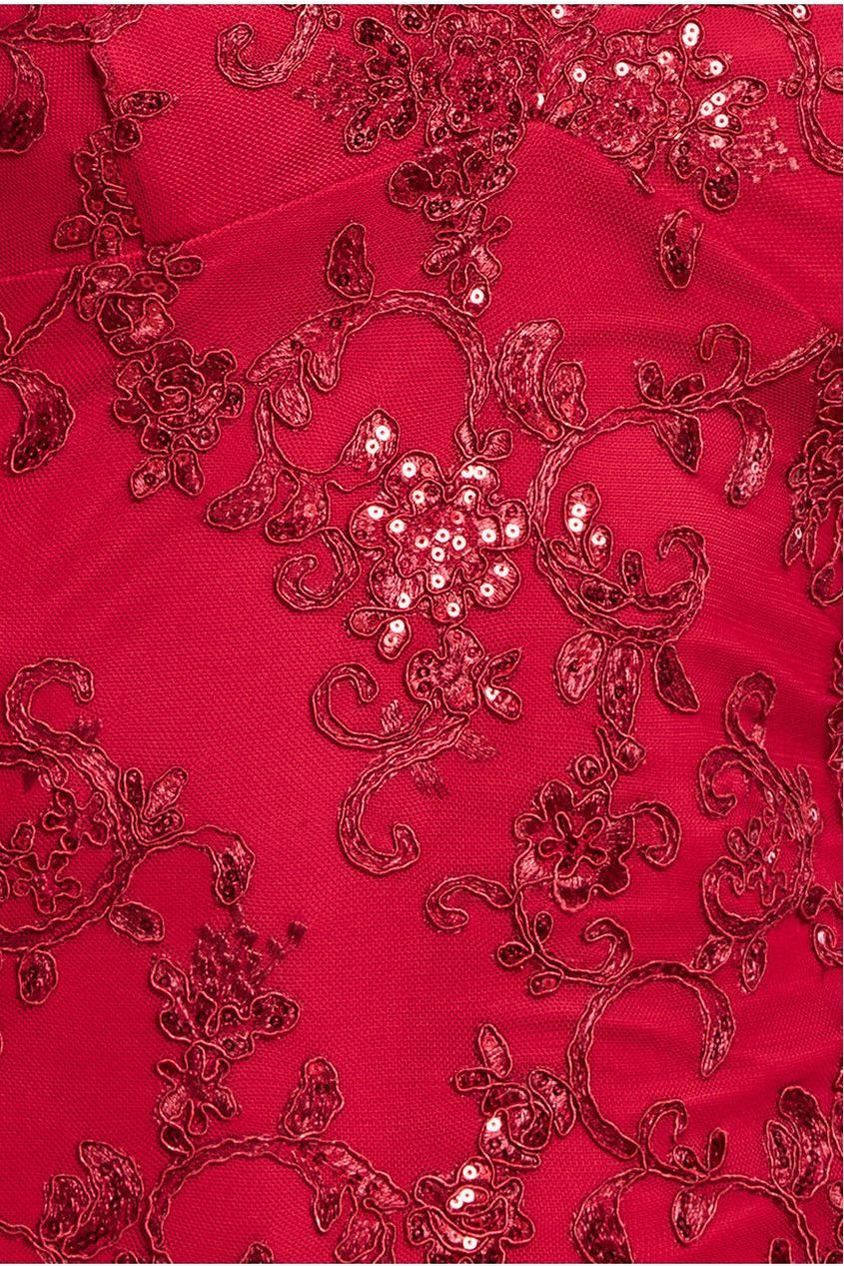 Scalloped Lace Maxi Dress - Red DR3897