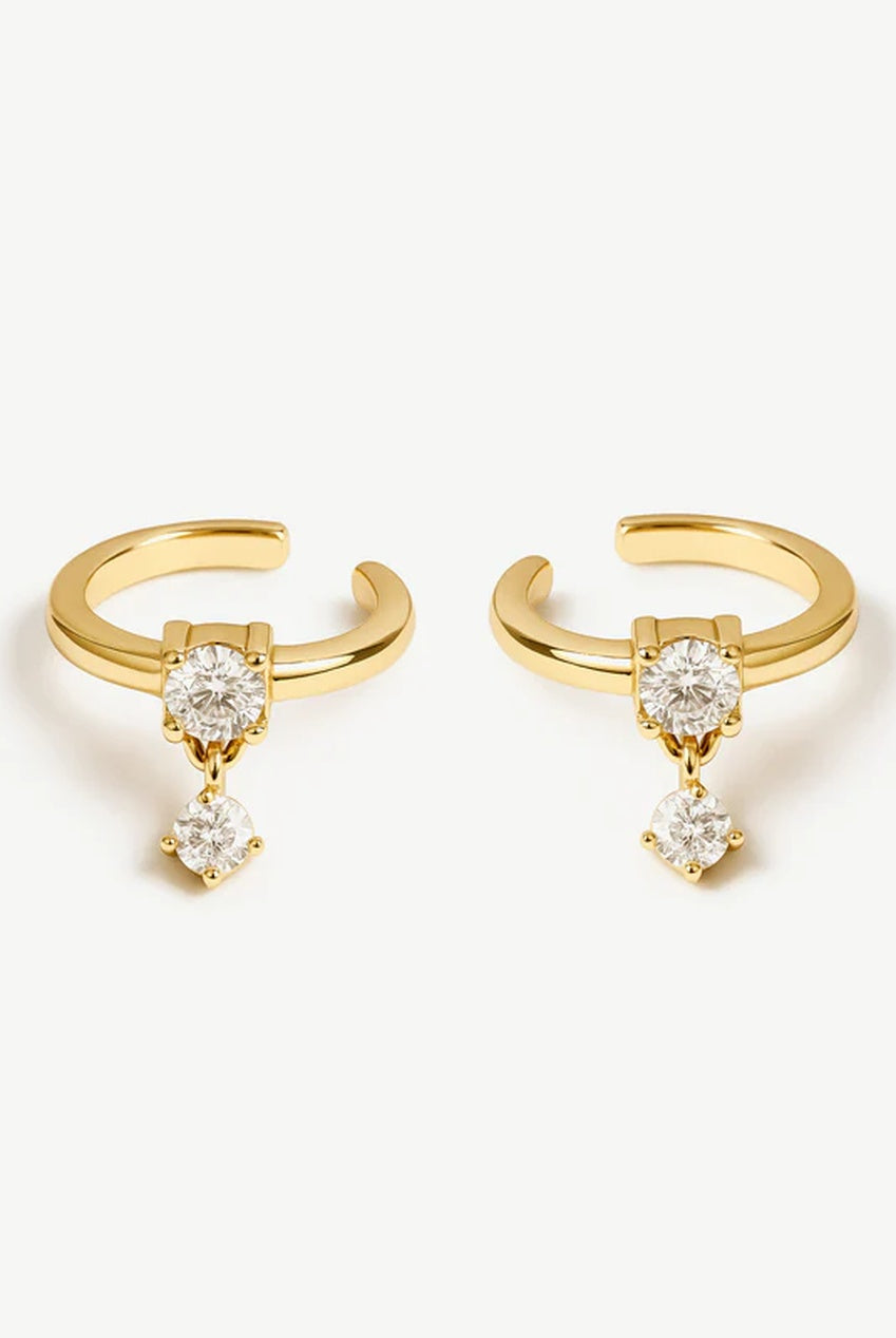 Ear Cuffs With Dangling Stone Charms 356