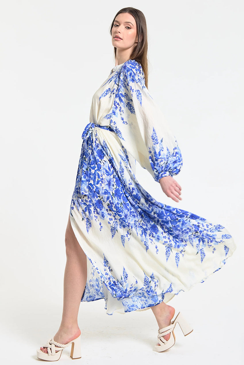 Blue Floral Maxi Dress LQSS2635039