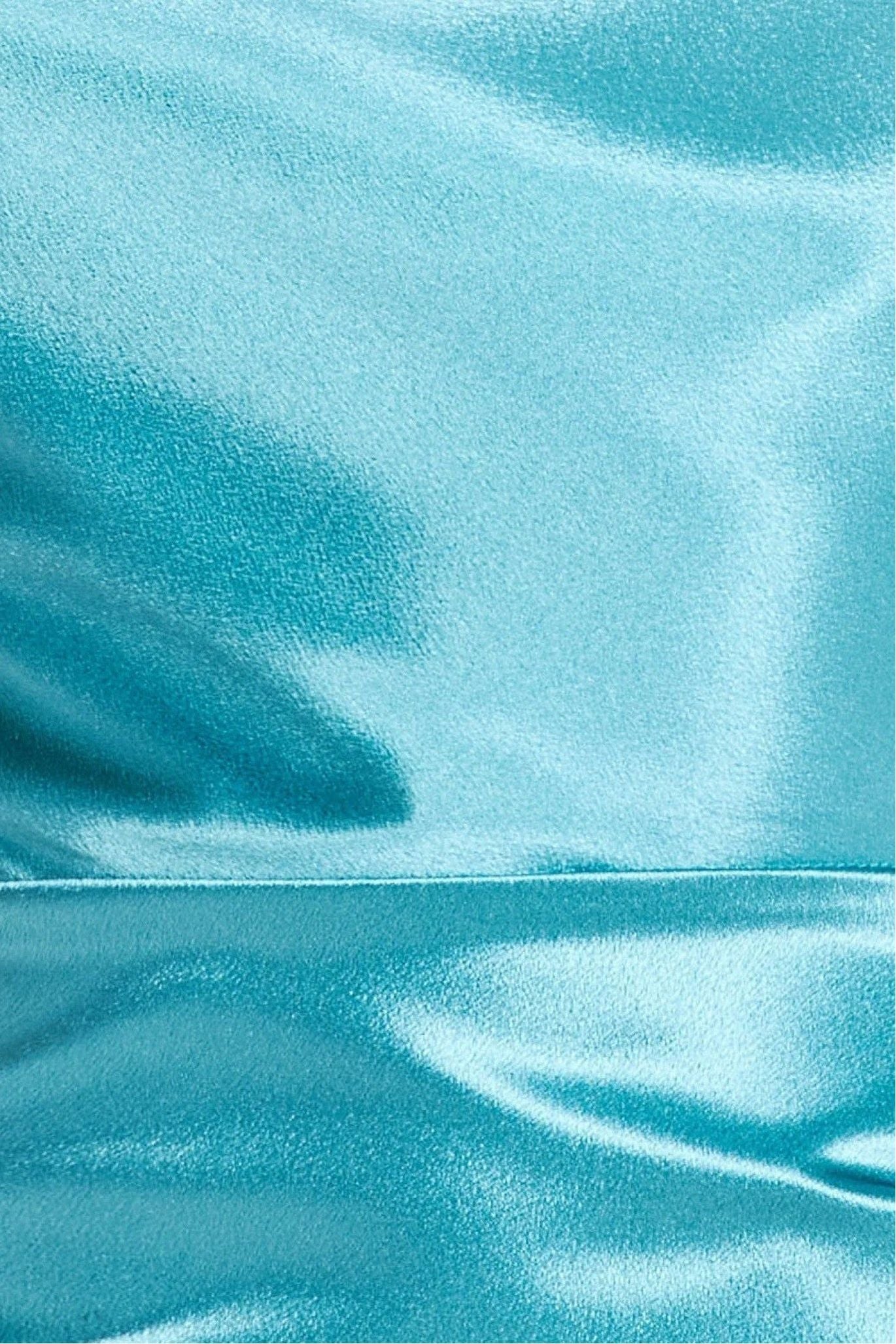 Satin Cowl Neck With Strappy Back Maxi - Aqua DR2113QZ