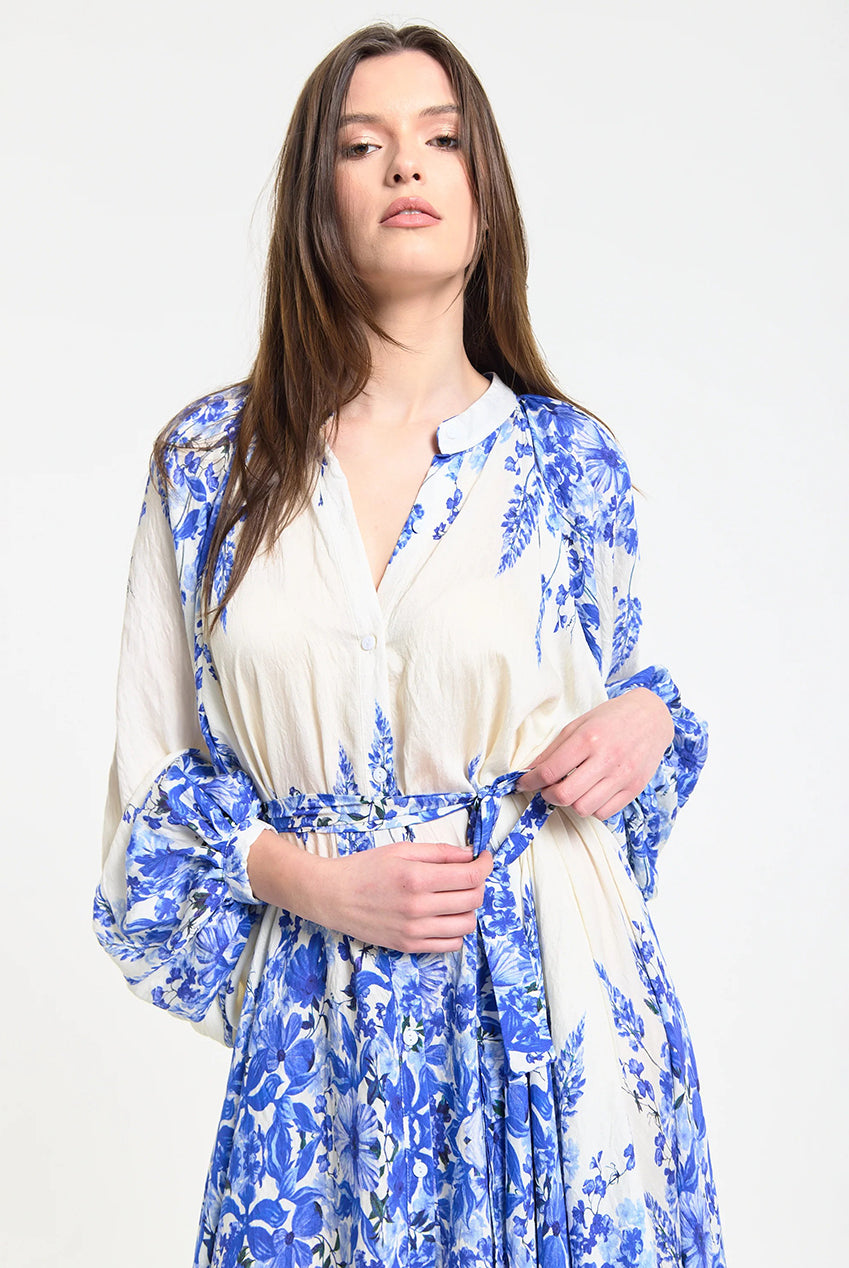 Blue Floral Maxi Dress LQSS2635039