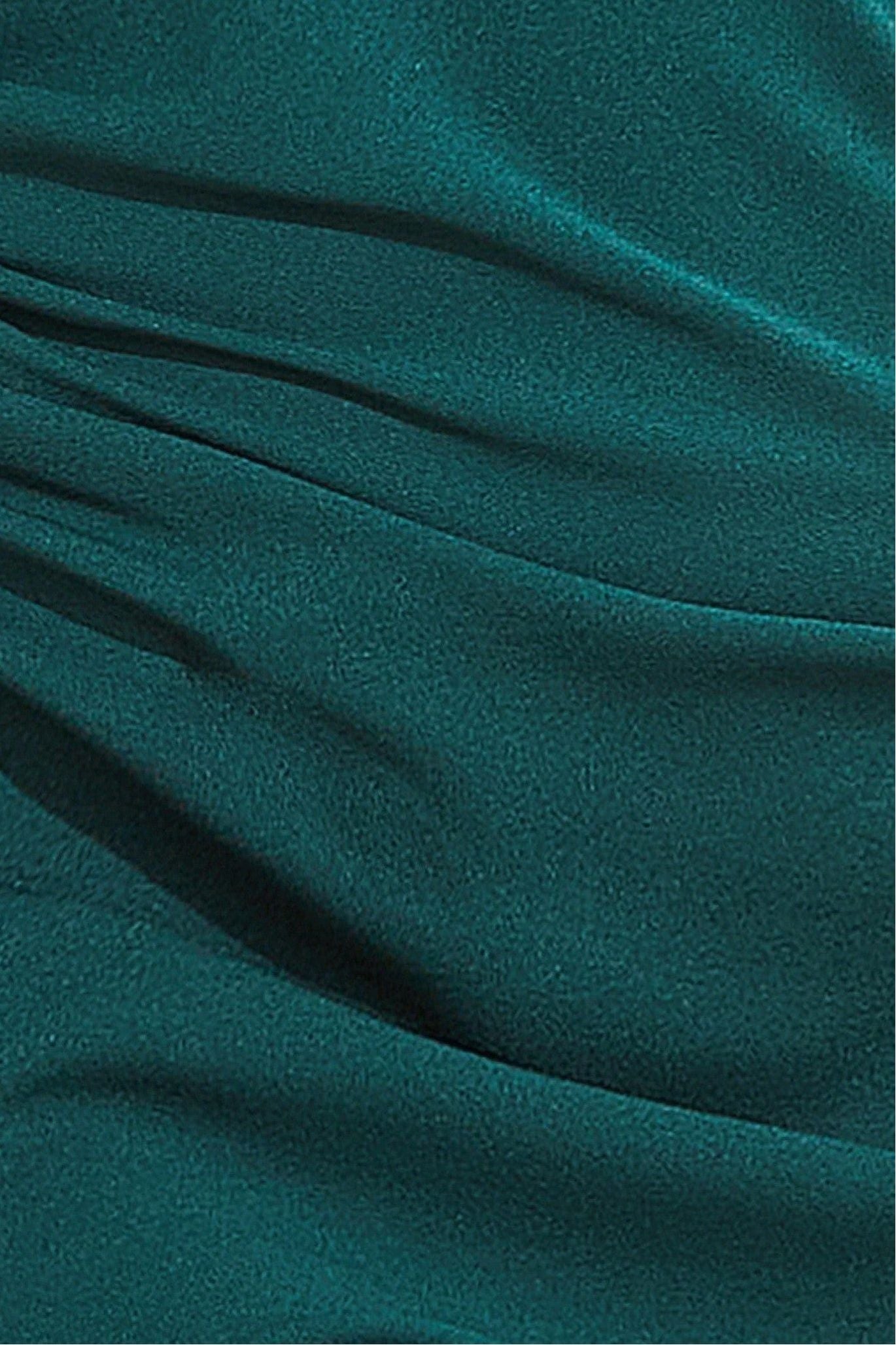 One Shoulder Front Split Scuba Maxi - Emerald Green DR3518