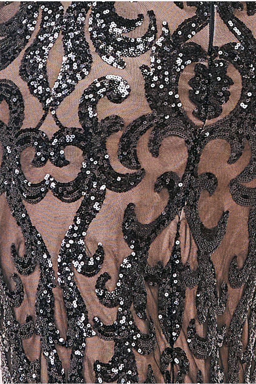 Tassel & Sequin Midaxi With Front Split - Black DR4006