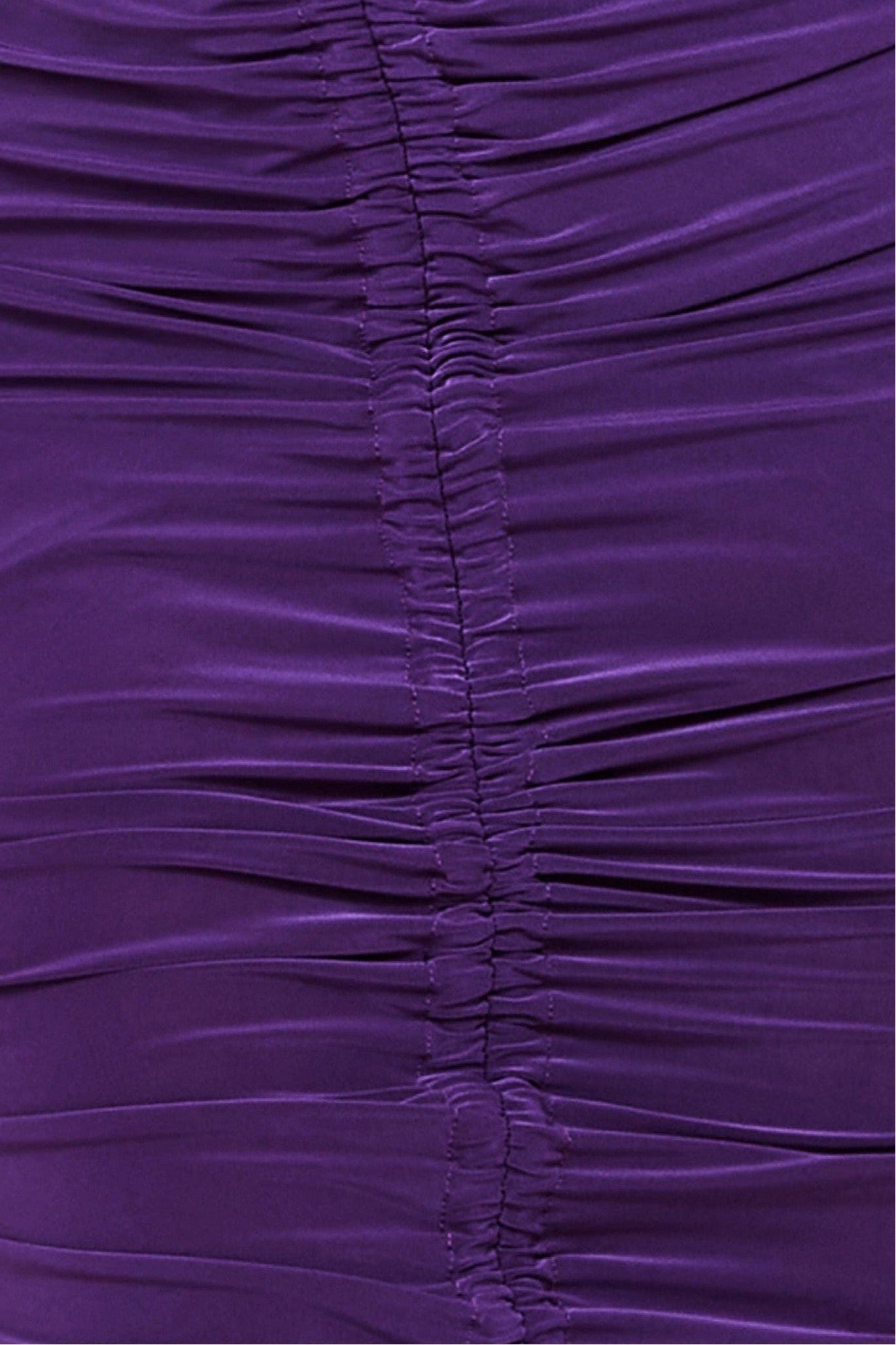 Asymmetrical Neck Ruched Midi Dress - Purple DR3541