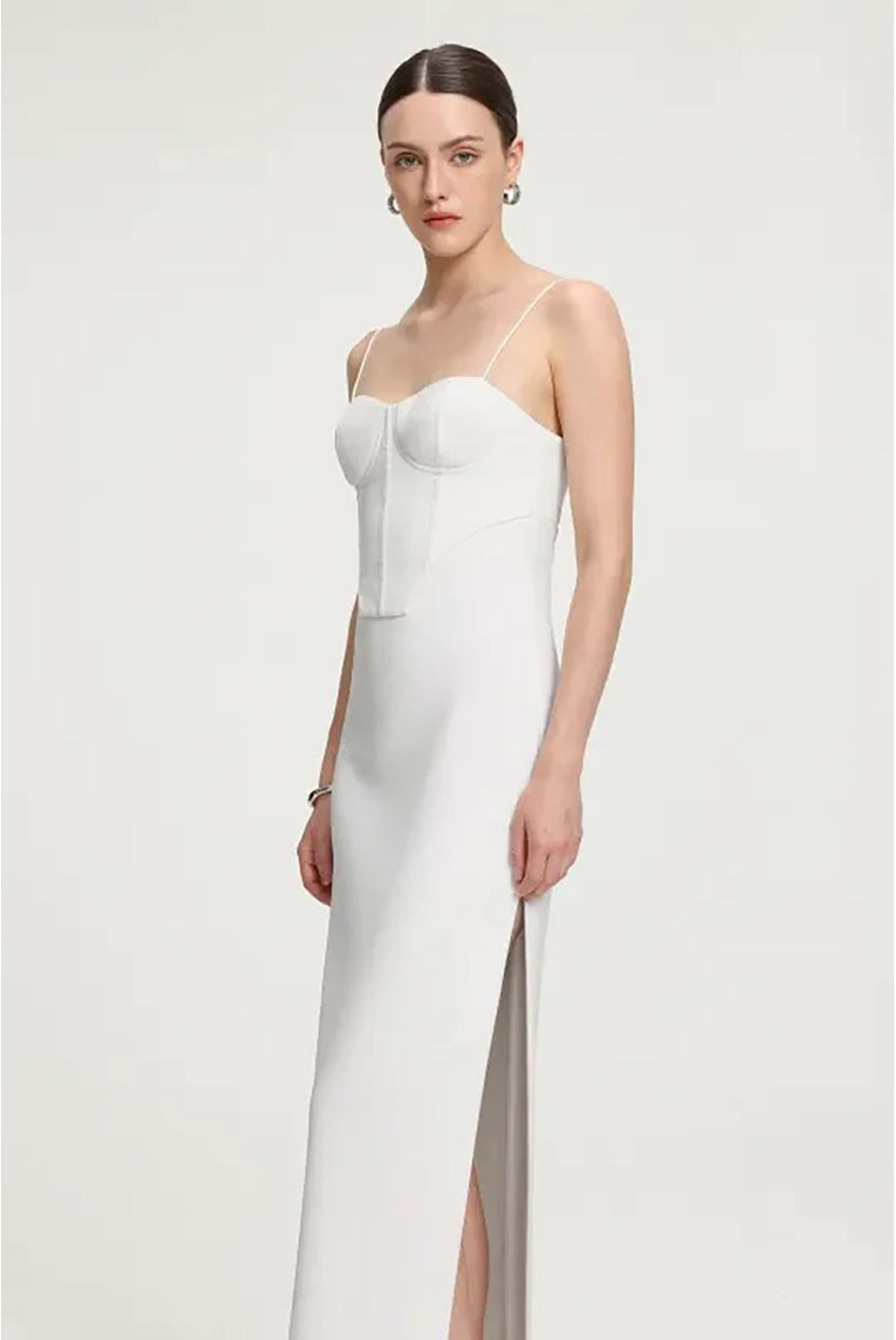 Corset Style Crepe Maxi Dress R2509DT041